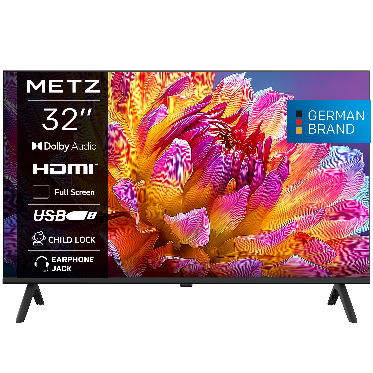 METZ Телевизор 32" DLED HD Ready 1366x768, 2x8W 1