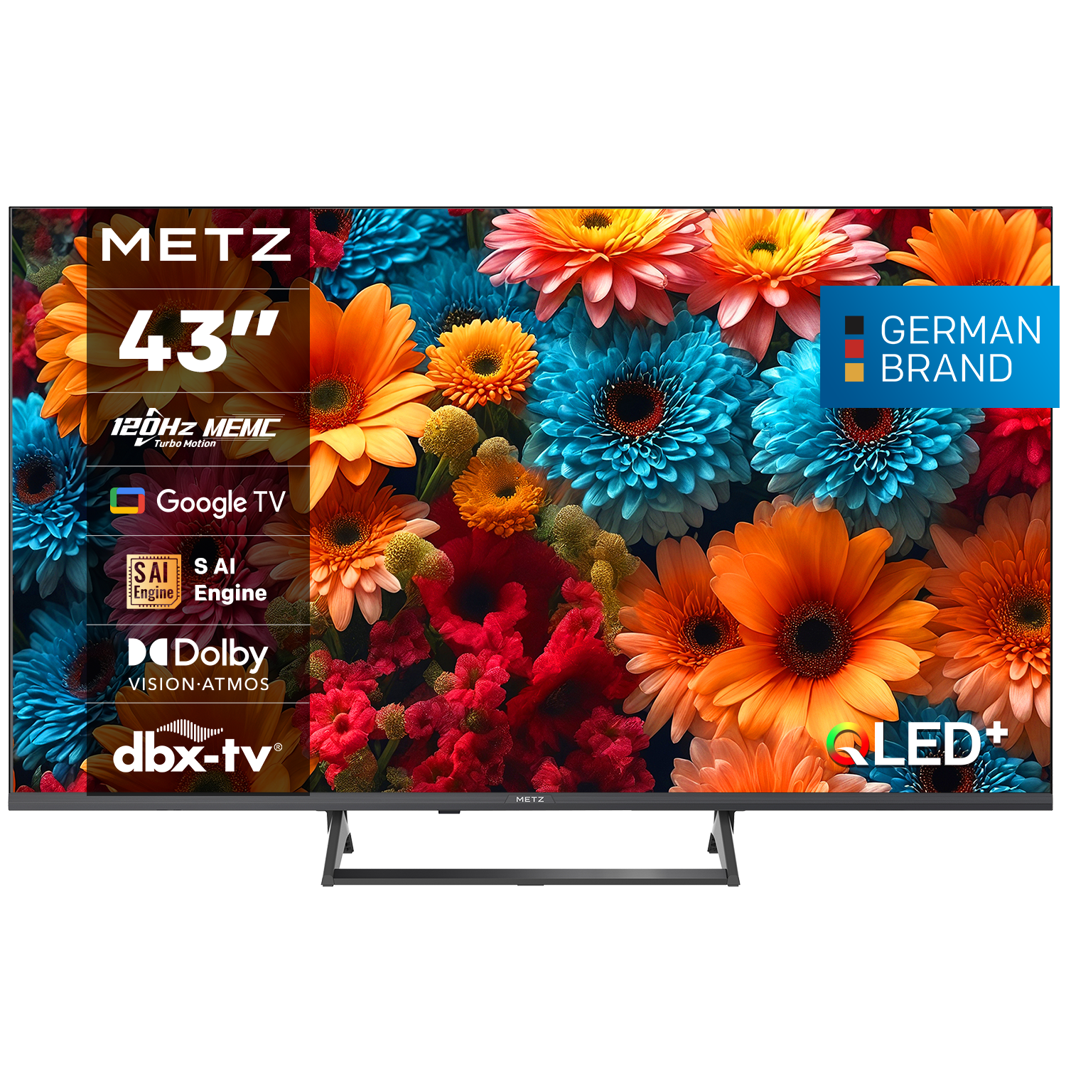 METZ Телевизор 43" 43MQF7500Z UHD 4K QLED SMART TV, Google TV, Клас G 1