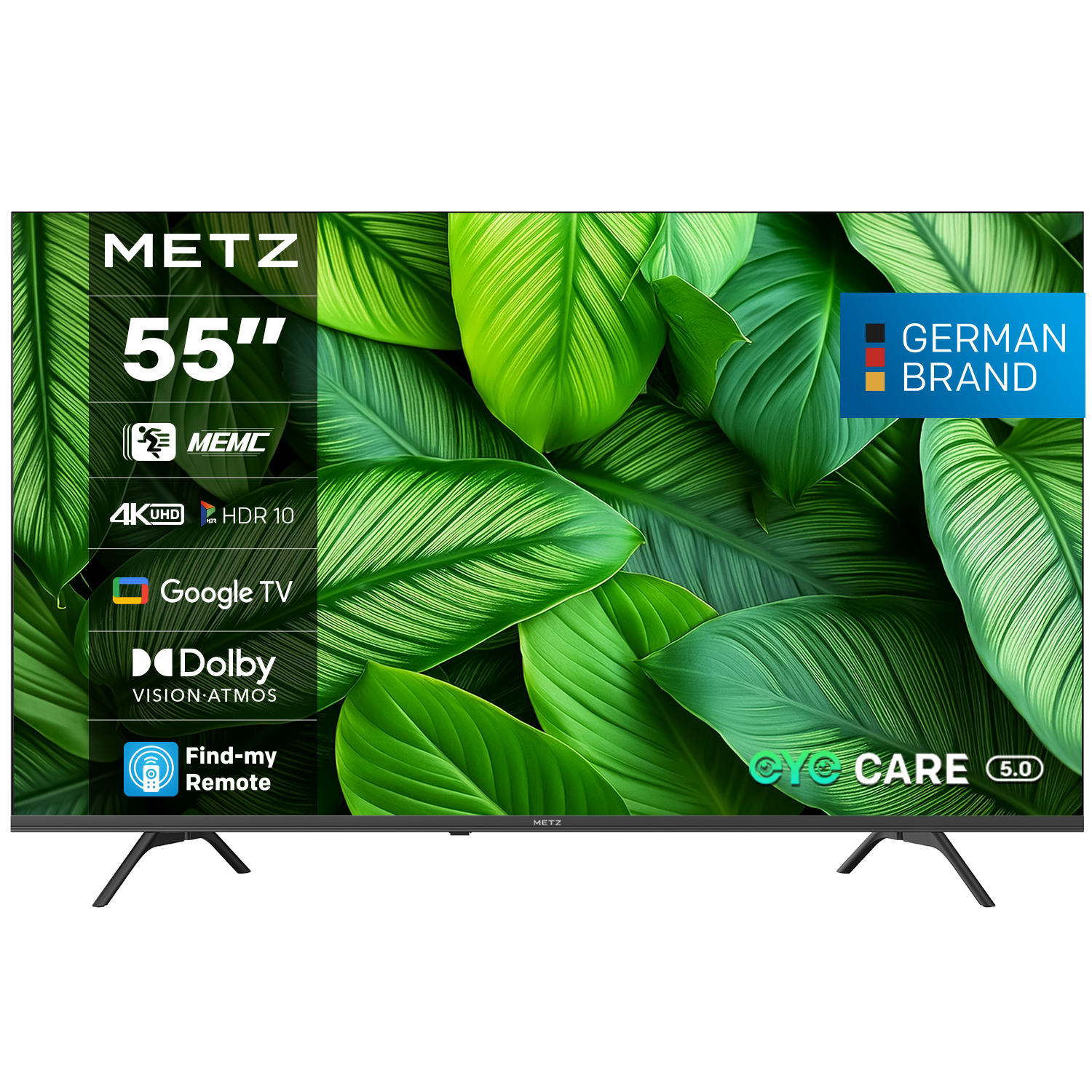 METZ Телевизор 55" UHD LED SMART TV,4K, Google TV, Frameless,2x10W 1